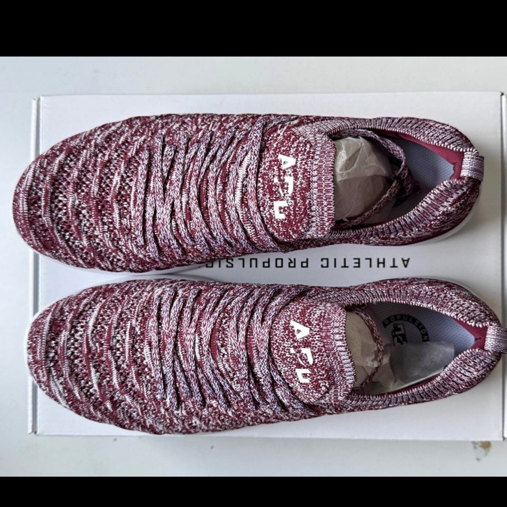 APL men’s Knit Sneakers - Maroon and White